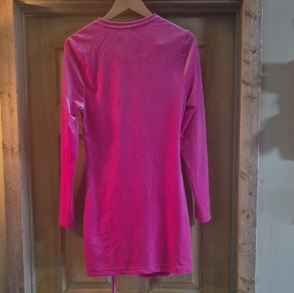 Juicy Couture Pink Ruched Mini Dress Size XL Volur Soft Stretchy Bodycon Sexy - Picture 5 of 7